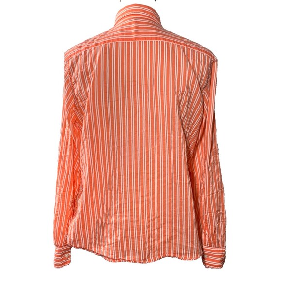 Lauren Ralph Lauren Camp Shirt Womens L Orange & White Stripe Roll Tab - Picture 3 of 8